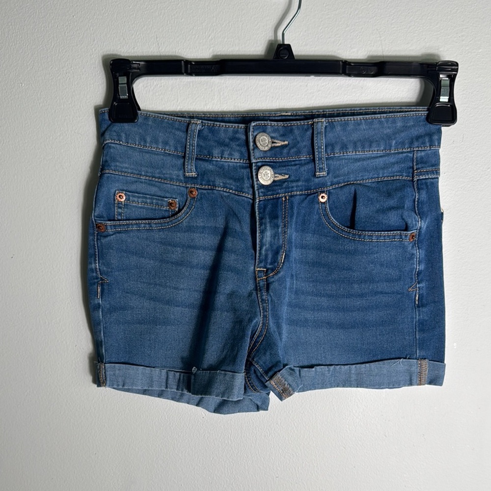 Aeropostale Blue Jean High Wasted Shorty Shorts with Cuffed Hem